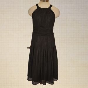 Evan-Picone Black Metallic Halter Midi Dress Size 4 Cocktail Party Formal